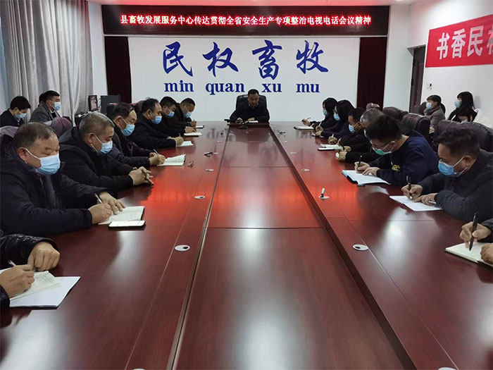 縣畜牧發(fā)展服務(wù)中心傳達(dá)貫徹省市縣安全生產(chǎn)專(zhuān)項(xiàng)整治電視電話會(huì)議精神