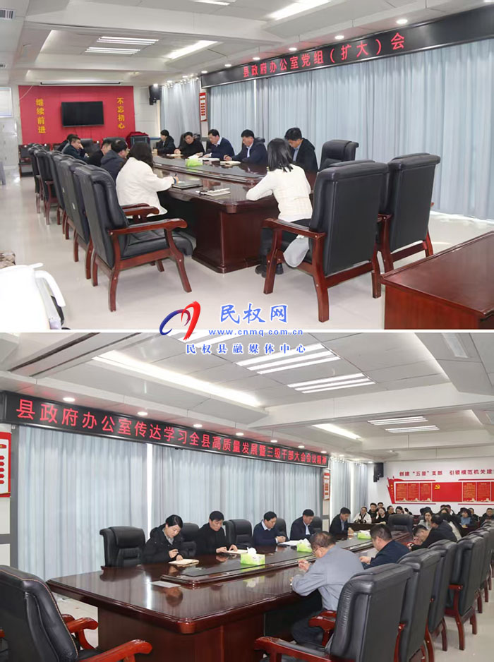 縣政府辦公室傳達學(xué)習貫徹全縣高質(zhì)量發(fā)展暨三級干部大會精神